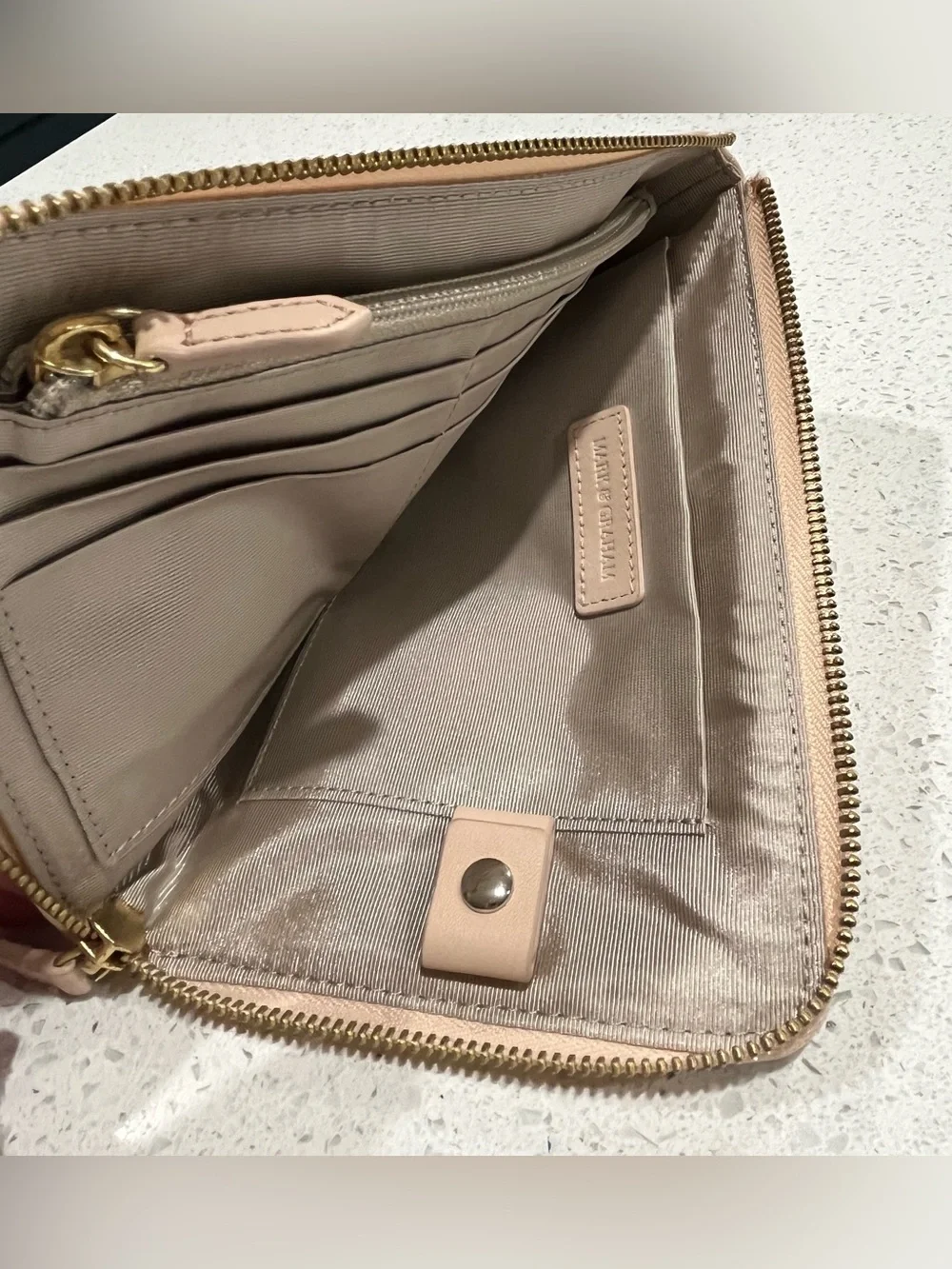 Mark & Graham Blush Pink Leather Mini Portfolio with Gold Hardware